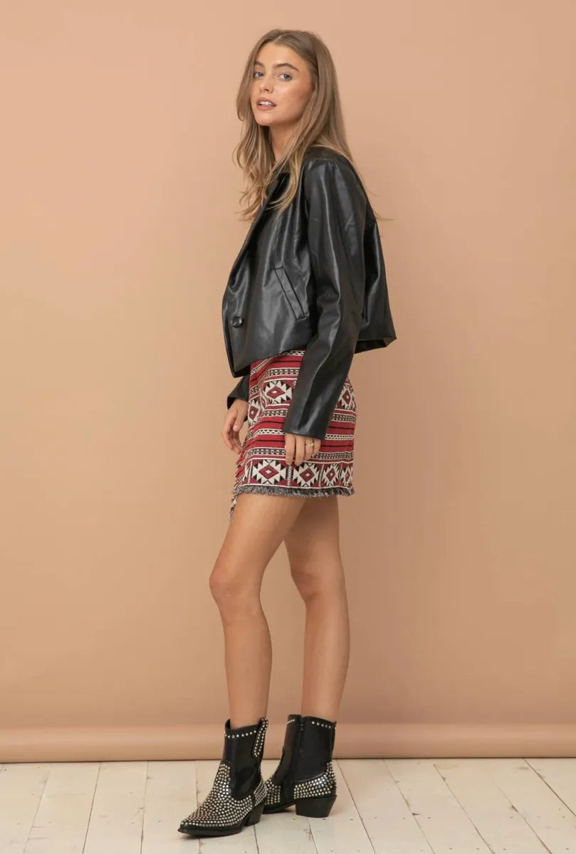 Faux Leather Crop Blazer