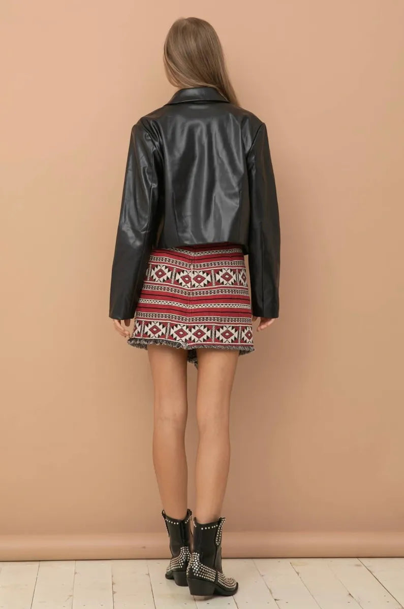 Faux Leather Crop Blazer
