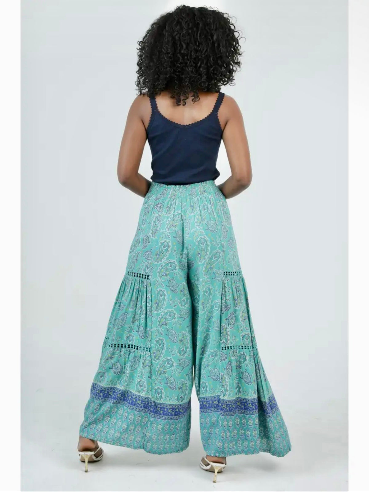 Wide Leg Pants with Lace Insert- 2 Colors