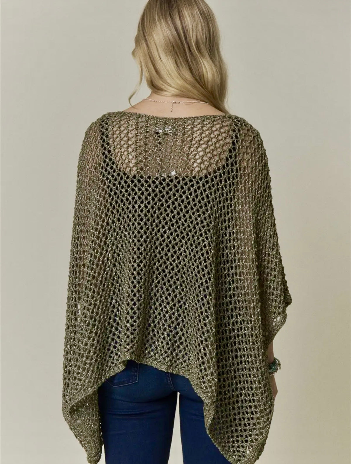 Open Knit Poncho Sweater