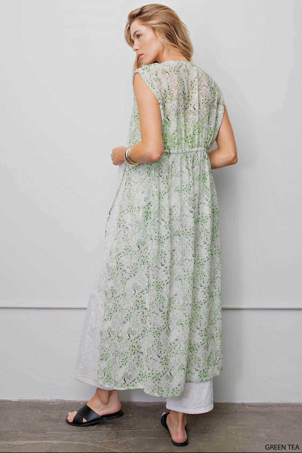 Soft Jacquard Chiffon Long Vest