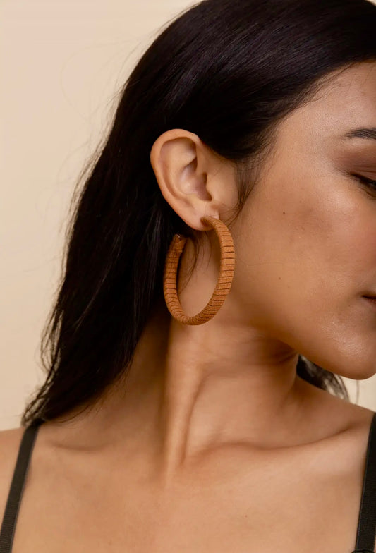 Suede Leather Wrapped Hoop Earrings