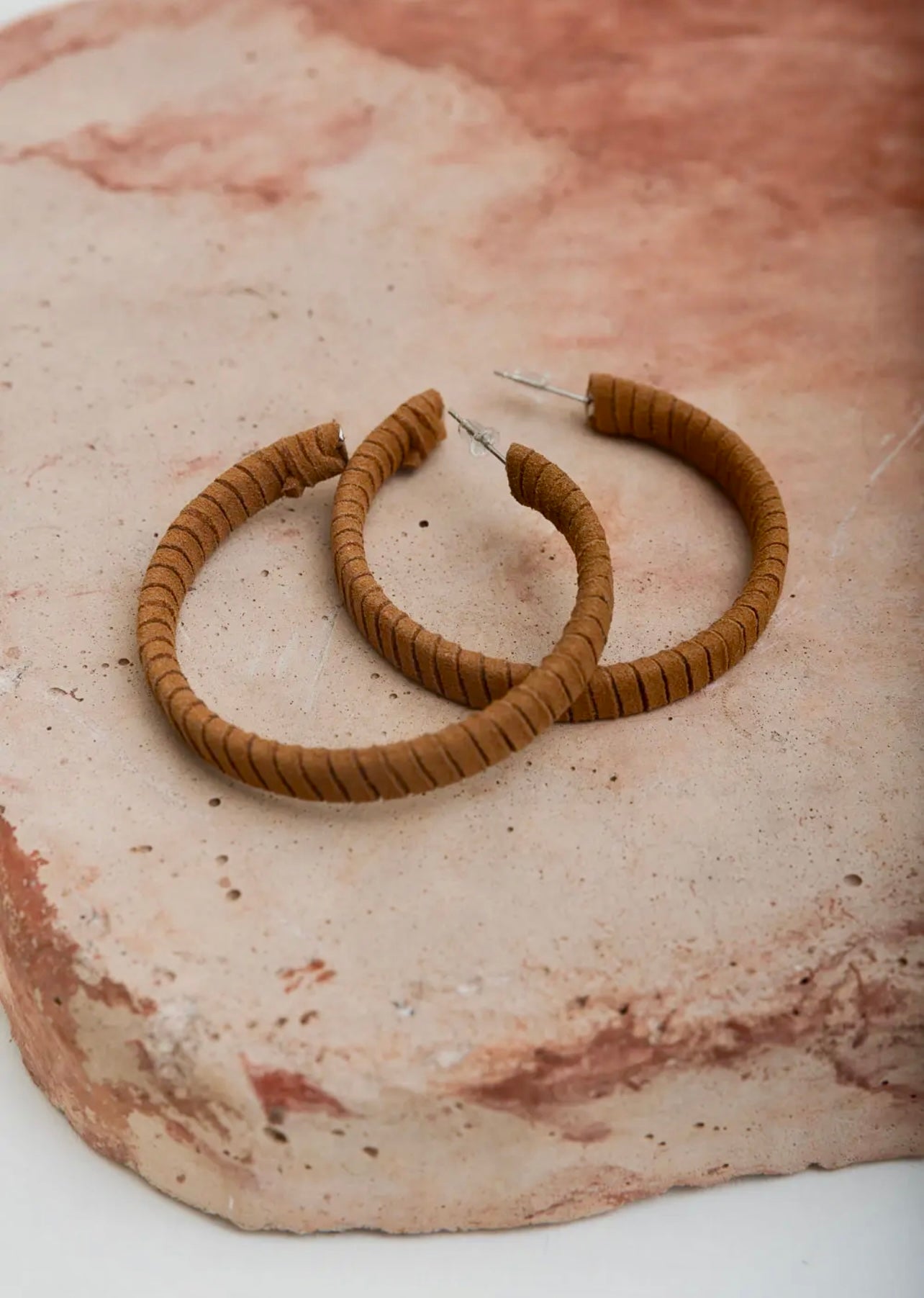 Suede Leather Wrapped Hoop Earrings