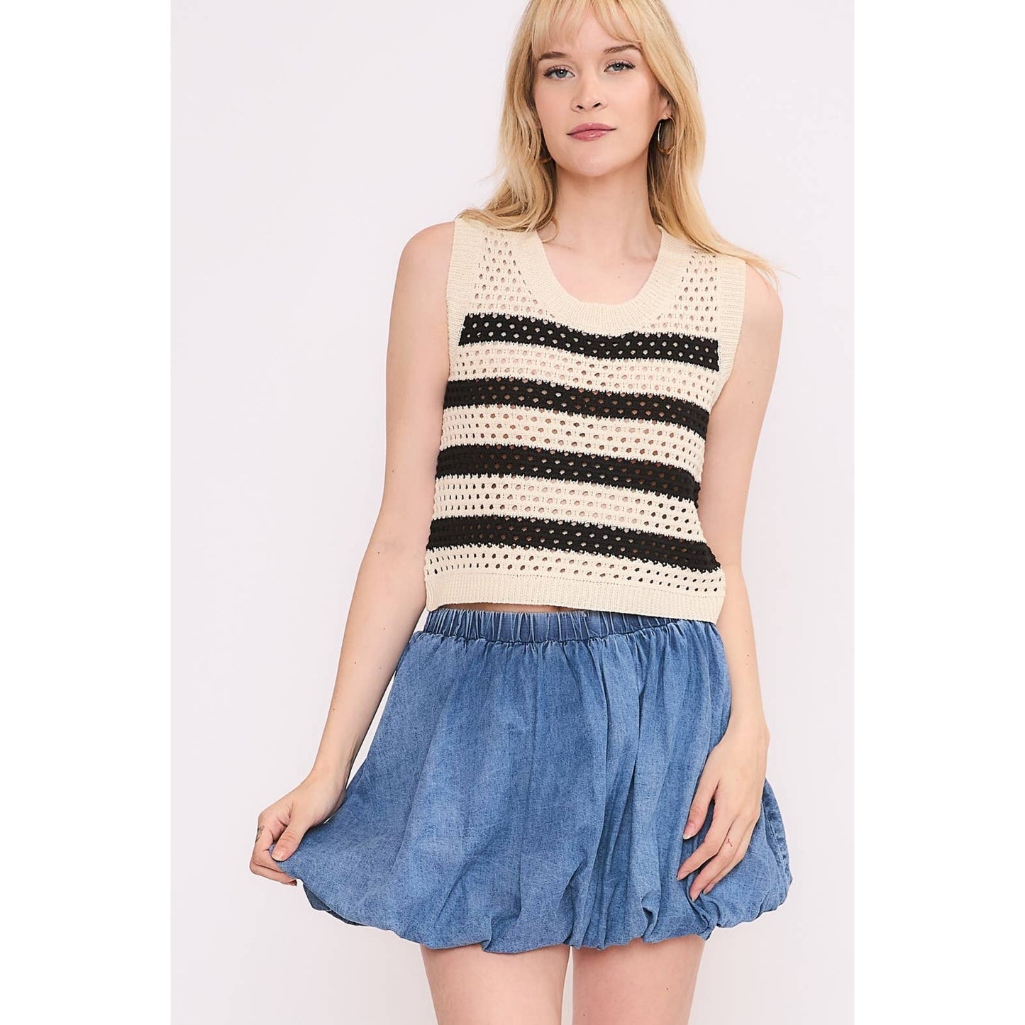 Denim Bubble Balloon Mini Skirt