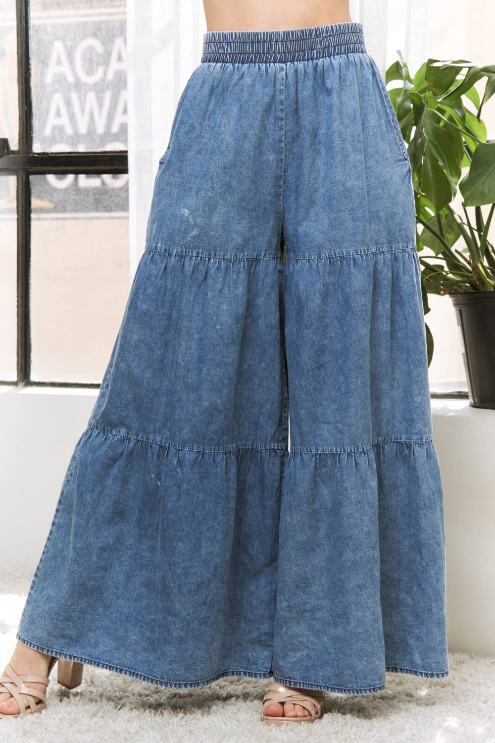 Denim Wide Leg Pants